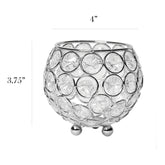 Designs HG1005-CHR Elipse Crystal Circular Bowl Candle Holder, Flower Vase, Wedding Centerpiece, Favor, 3.75 Inch, Chrome